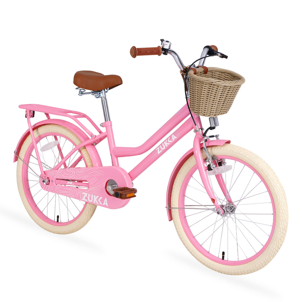 Gundir 20 inch Girls Bike with Basket for Women,No Training Wheels Included, Pink