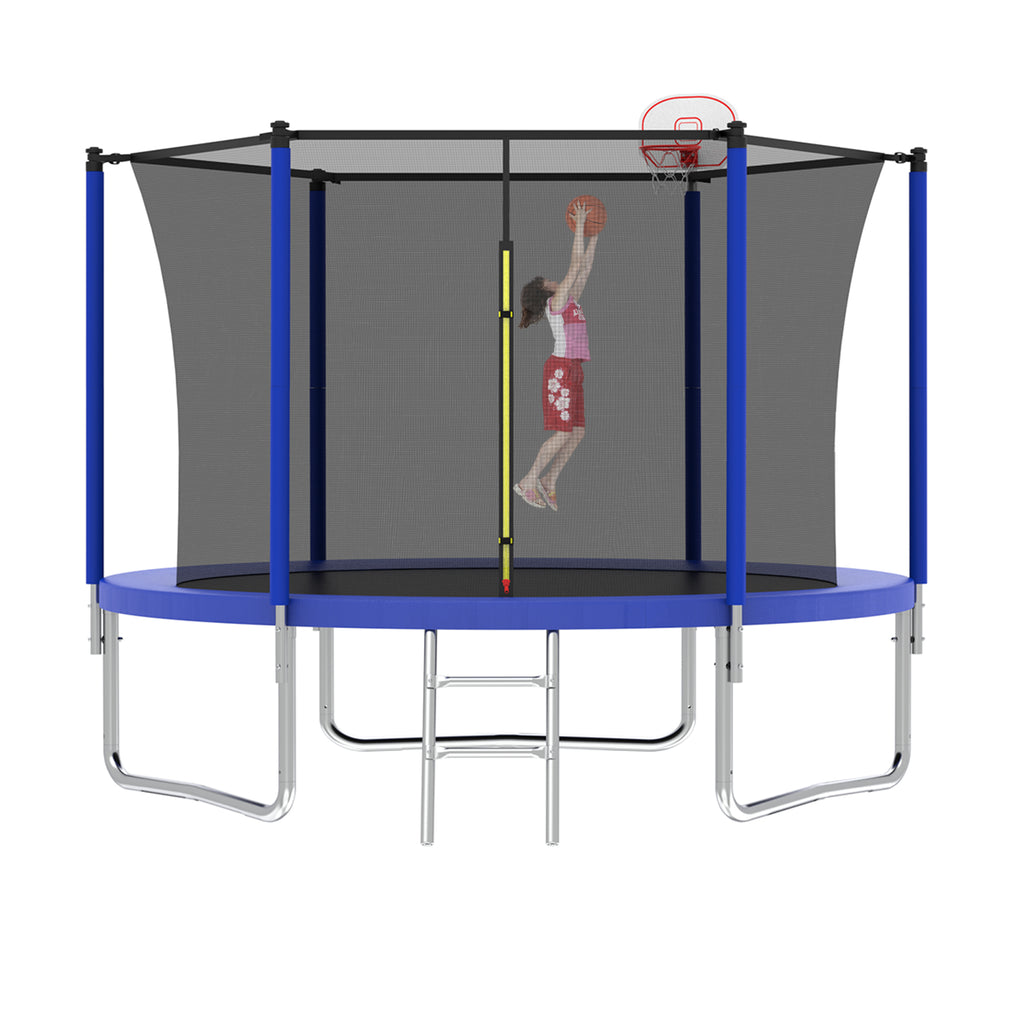 Gundir 8FT Trampoline for Kids with Basketball Hoop, Safety Enclosure Net & Ladder, Outdoor Backyard Trampoline, ASTM Certified, 1-Pack