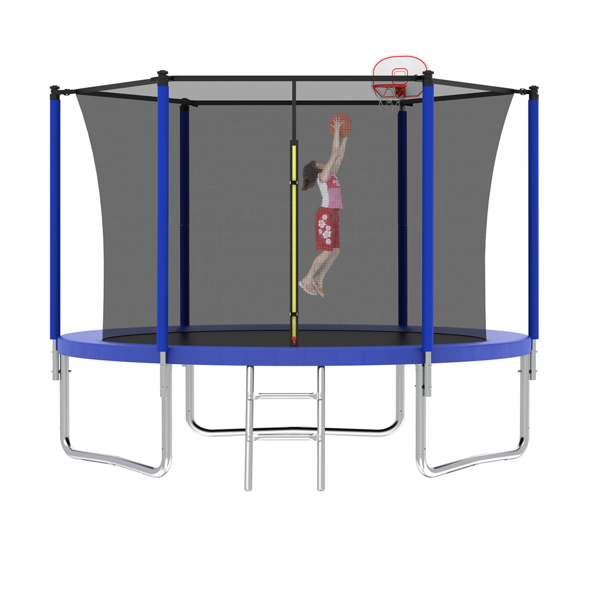 Gundir 8FT Trampoline for Kids with Basketball Hoop, Safety Enclosure Net & Ladder, Outdoor Backyard Trampoline, ASTM Certified, 1-Pack
