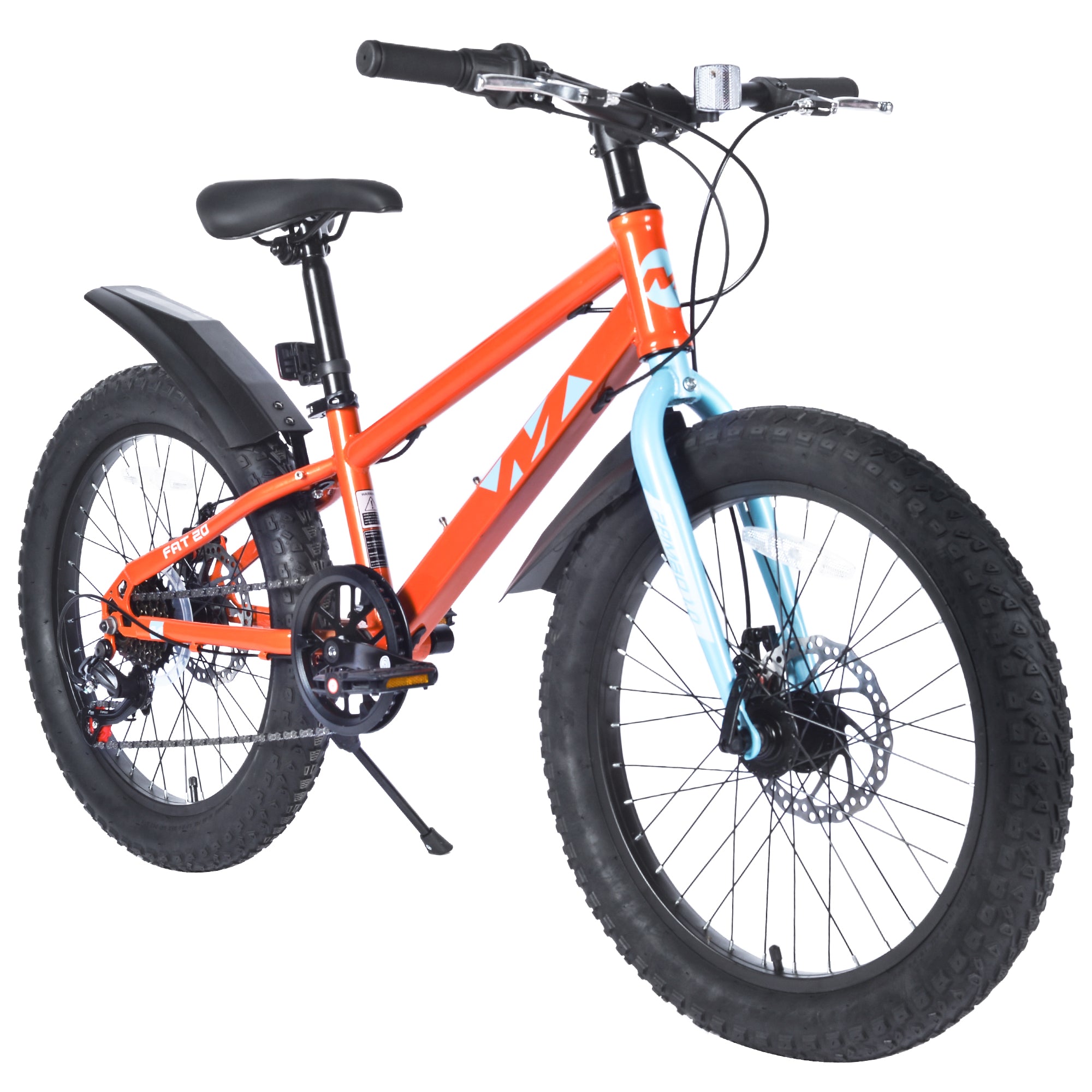 Gundir 20 Inch Kids Mountain Bike with Fat Tires, Shimano 7-Speed & Disc Brakes for Boys Girls 5+, Orange