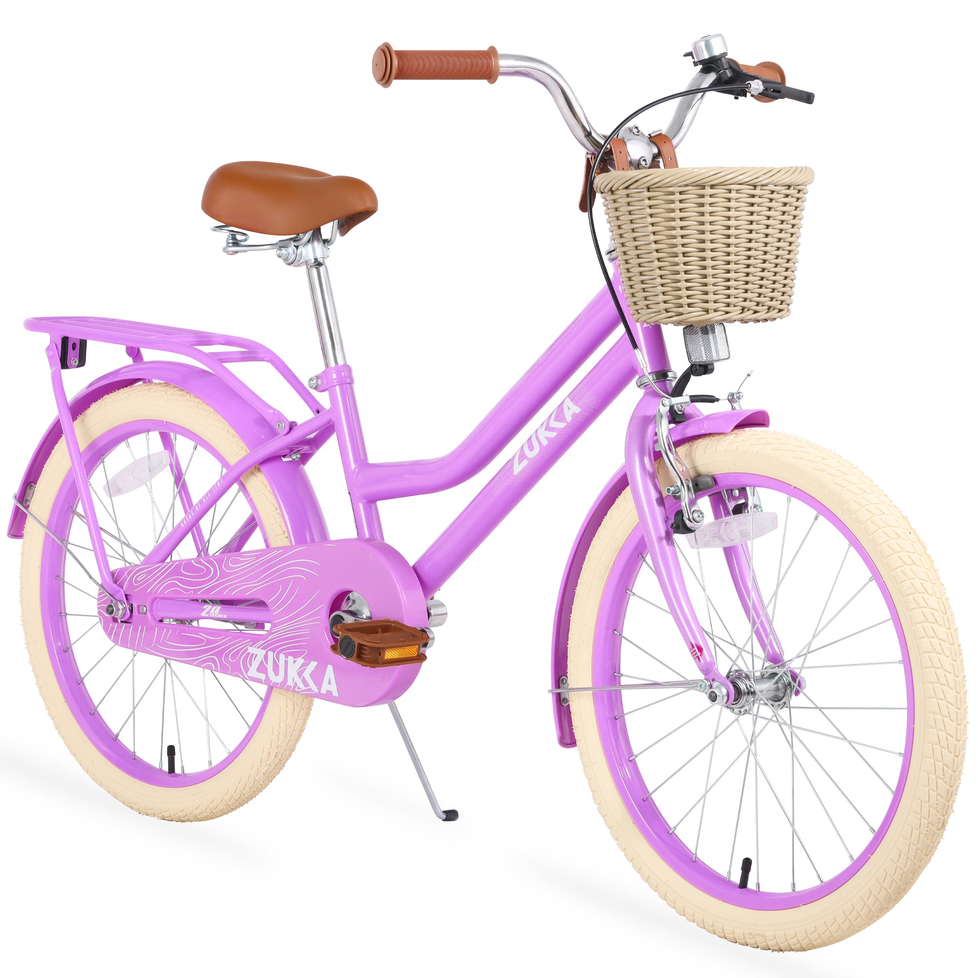 Gundir 20 inch Bicycles with Basket V-Brakes for Girls Adult Women,No Training Wheels Included, Purple