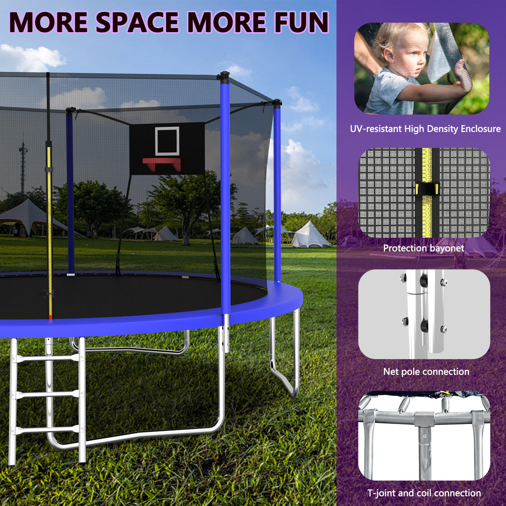 Gundir 14FT Trampoline with Safety Enclosure Net, Outdoor Indoor Trampoline for Kids, Heavy-Duty Galvanized Steel Frame, Includes Ladder