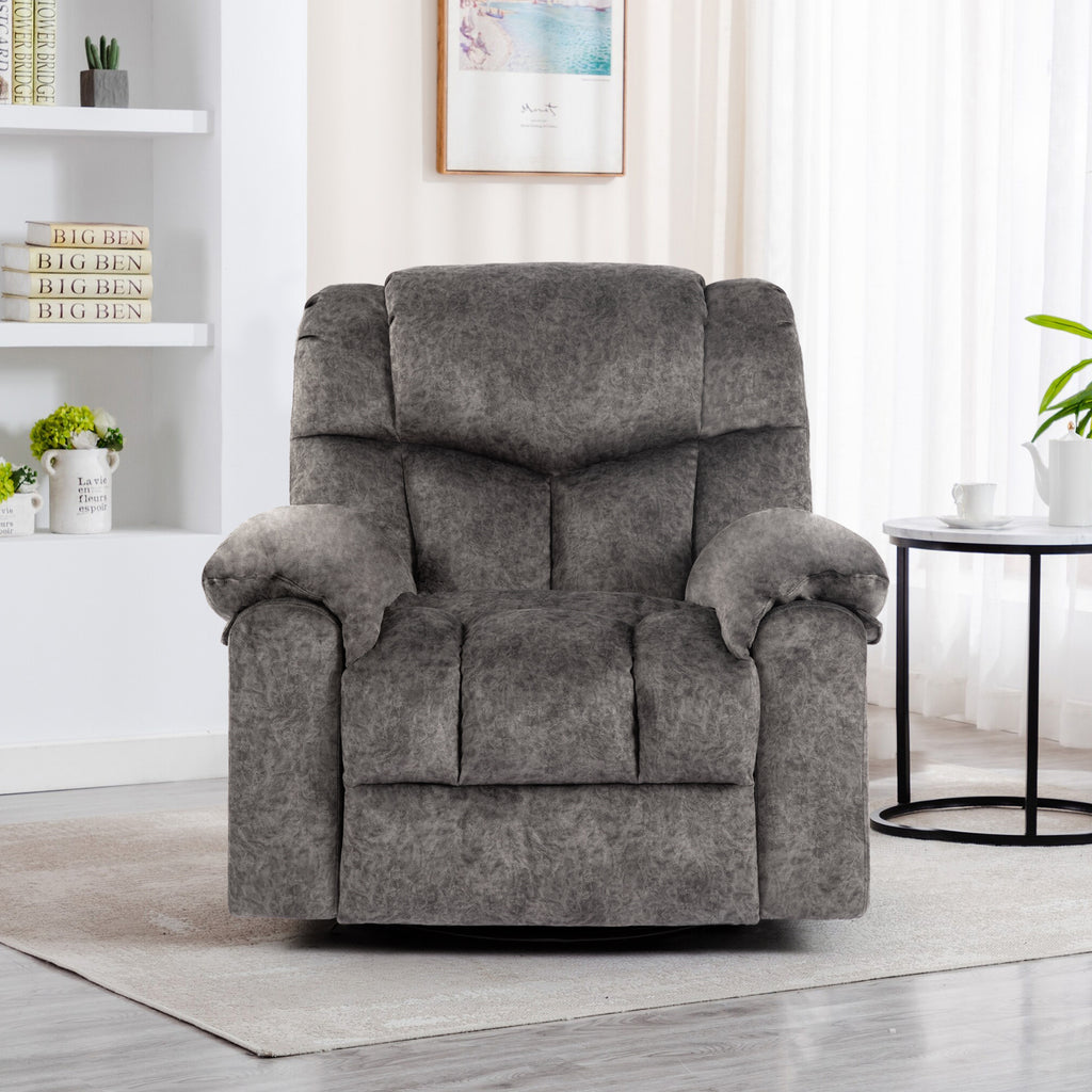Gundir Massage Recliner Chair with Heat, Swivel Rocking Recliner, 360° Swivel, 8-Point Massage & Lumbar Heating, USB Charging, Grey