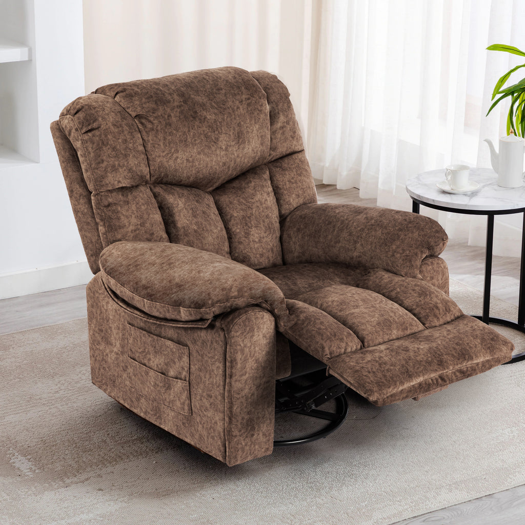 Gundir Massage Recliner Chair with Heat, Swivel Rocking Recliner, 360° Swivel, 8-Point Massage & Lumbar Heating, USB Charging, Brown