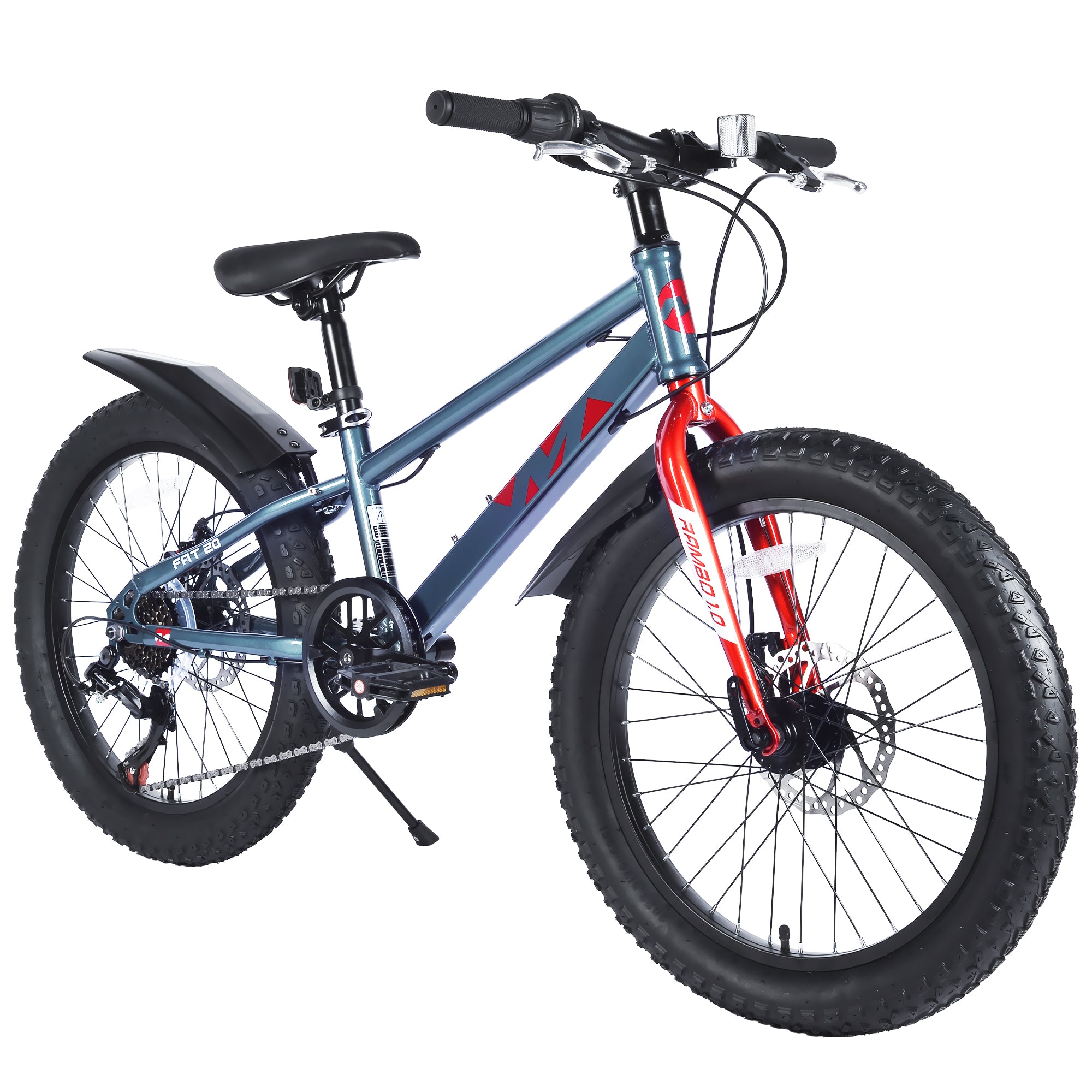 Gundir 20 Inch Kids Mountain Bike with Fat Tires, Shimano 7-Speed & Disc Brakes for Boys Girls 5+, Gray