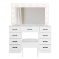 Gundir Vanity Desk Set with Large Lighted Mirror and Powre Outlet, Makeup Vanity with 9 Drawers, 12 LED Lights Vanity Table, 3 Color Lighting Adjustable