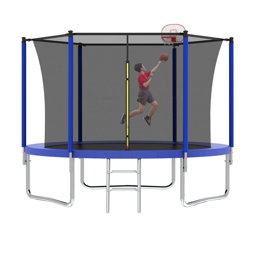 Gundir 10FT Trampoline for Kids with Basketball Hoop, Safety Enclosure Net & Ladder, Outdoor Backyard Trampoline, ASTM Certified, 1-Pack