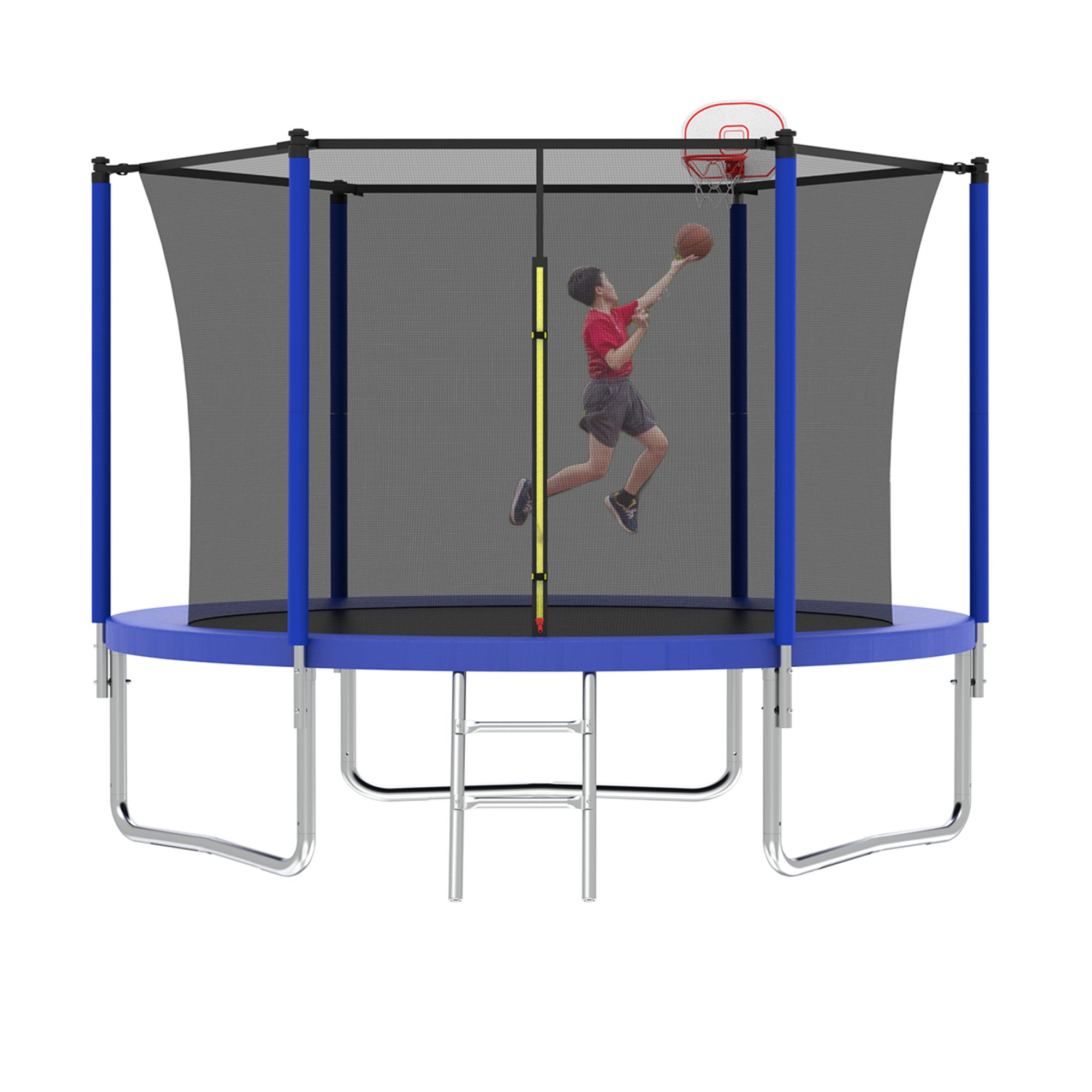 Gundir 10FT Trampoline for Kids with Basketball Hoop, Safety Enclosure Net & Ladder, Outdoor Backyard Trampoline, ASTM Certified, 1-Pack