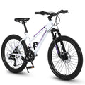 Gundir 24 inch Mountain Bike for Teenagers Girls Women, Shimano 21 Speeds with Dual Disc Brakes and 100mm Front Suspension, White