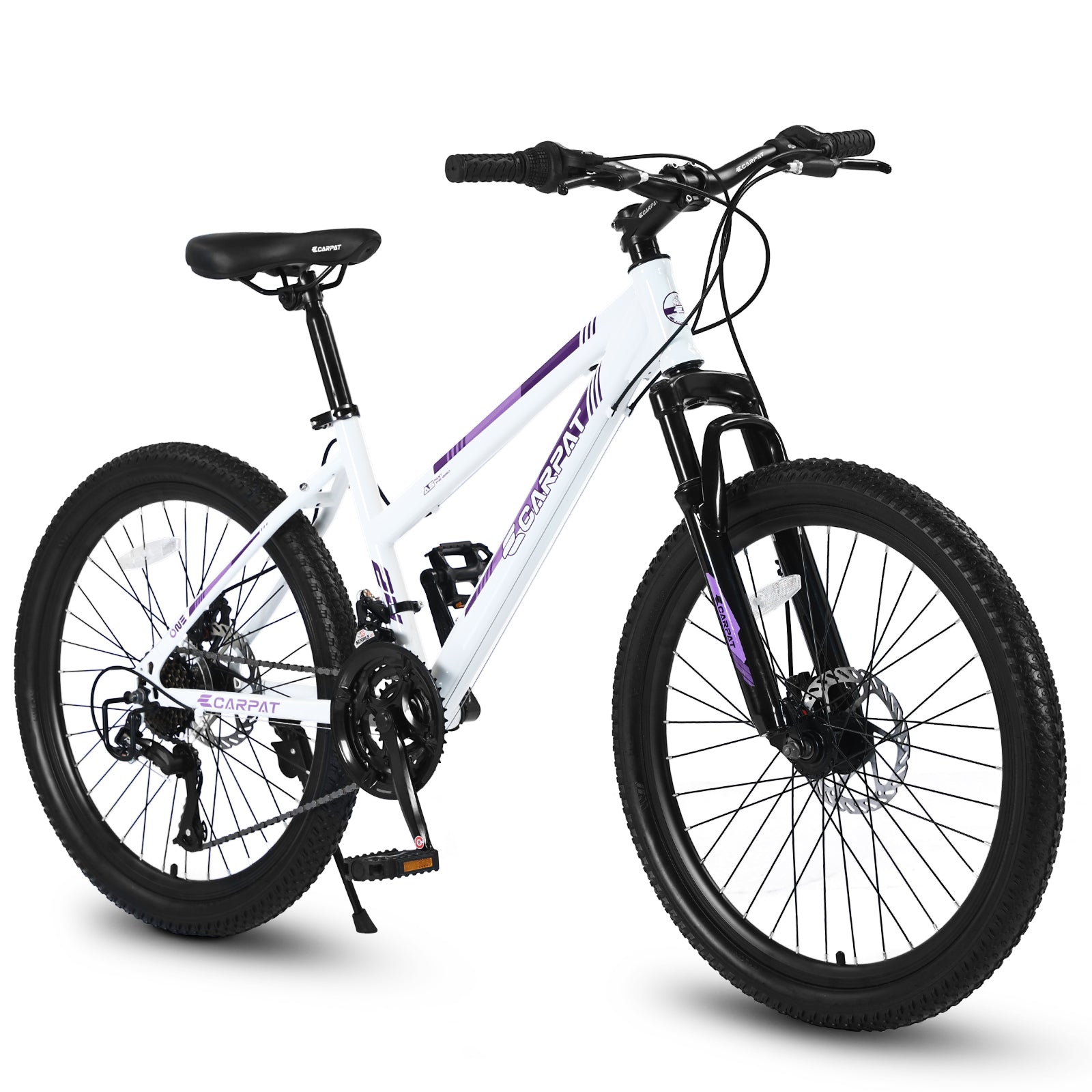 Gundir 24 inch Mountain Bike for Teenagers Girls Women, Shimano 21 Speeds with Dual Disc Brakes and 100mm Front Suspension, White