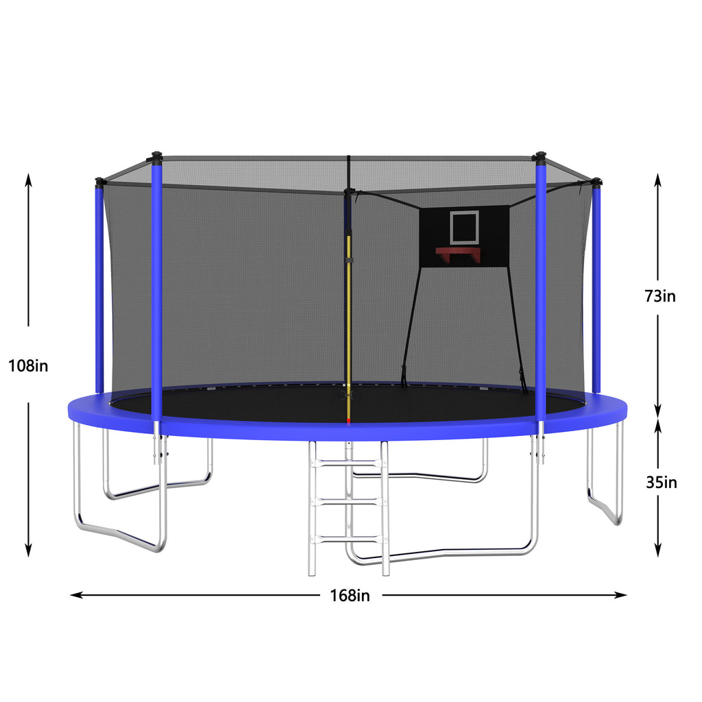 Gundir 14FT Trampoline with Safety Enclosure Net, Outdoor Indoor Trampoline for Kids, Heavy-Duty Galvanized Steel Frame, Includes Ladder