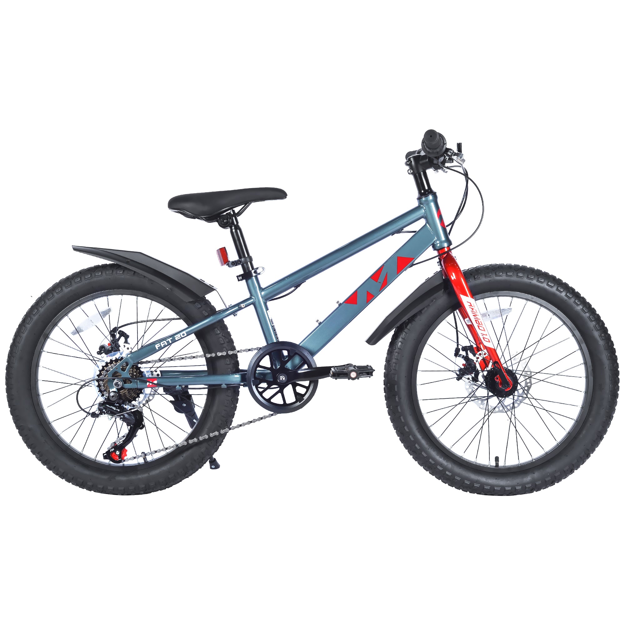 Gundir 20 Inch Kids Mountain Bike with Fat Tires, Shimano 7-Speed & Disc Brakes for Boys Girls 5+, Gray