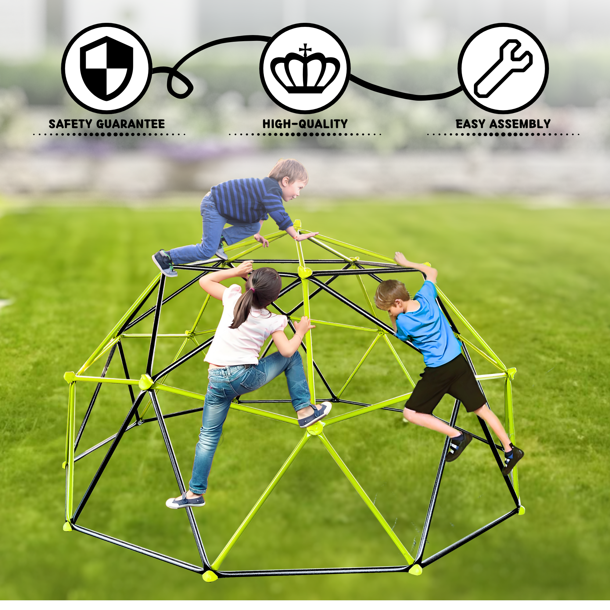 Gundir 10ft 10-Sided Climbing Frame with Colorful Climbing Stones, Metal Outdoor Playground for Kids, 1-Pack